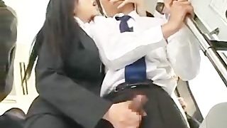 Asian handjob on the bus