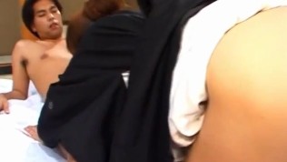 Japanese AV Model gets cum from sucked boner after strong bonking