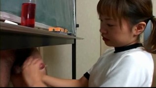 Japanese cutie Itsuki Wakana wanks a hard dick uncensored