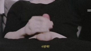 Korean teen jerking off and cums on himself listening to BTS